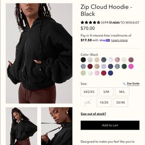PopFlex Zip Cloud Hoodie - Black S/M